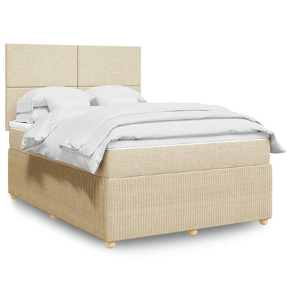 Boxspring met matras stof crèmekleurig 140x190 cm