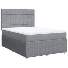 Boxspring met matras stof lichtgrijs 140x190 cm