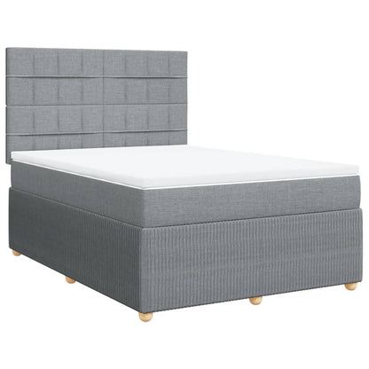 Boxspring met matras stof lichtgrijs 140x190 cm