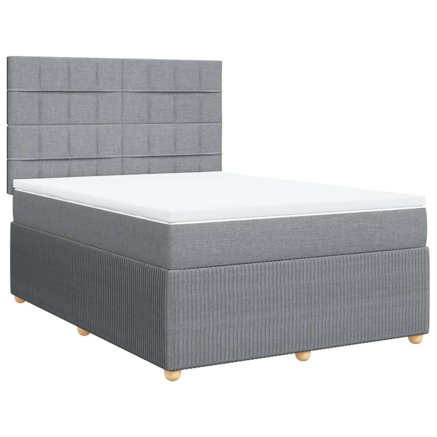 Boxspring met matras stof lichtgrijs 140x190 cm