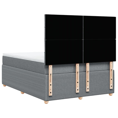 Boxspring met matras stof lichtgrijs 140x190 cm