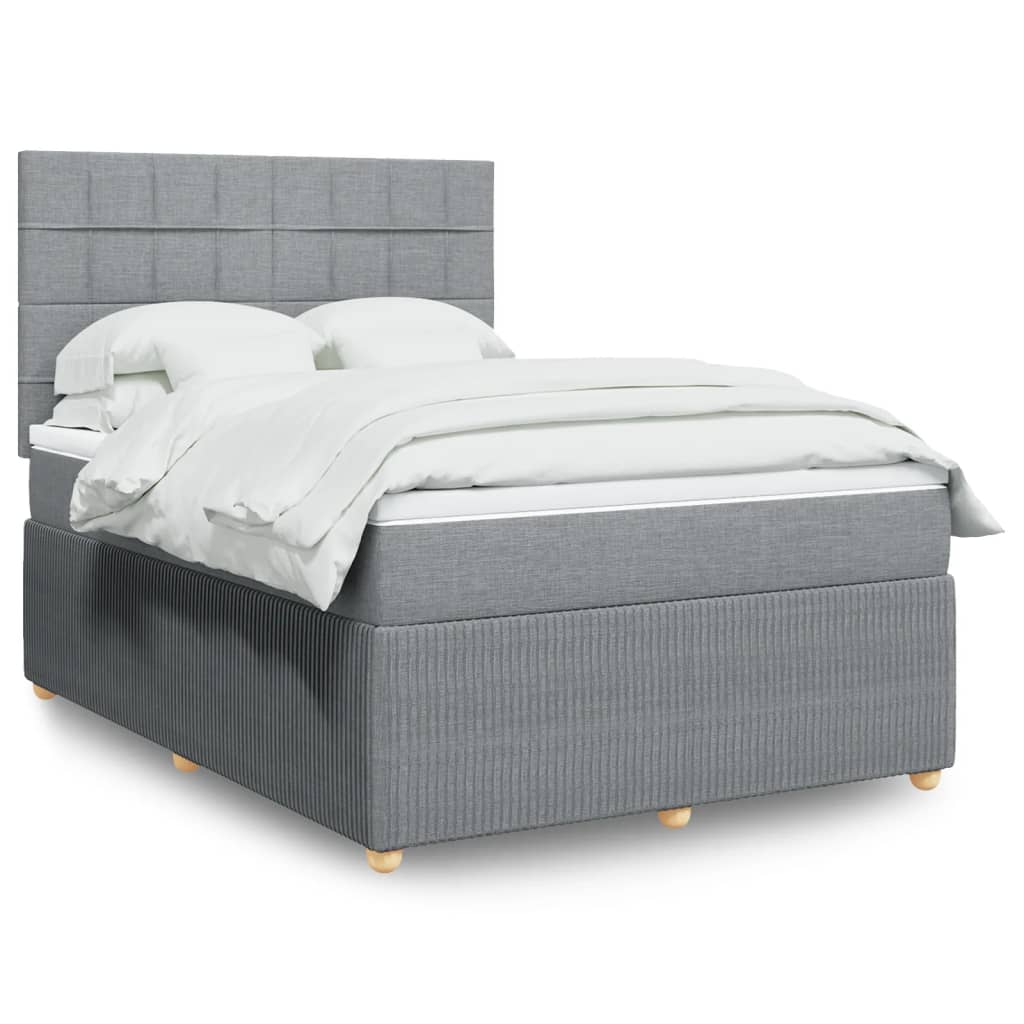 Boxspring met matras stof lichtgrijs 140x190 cm