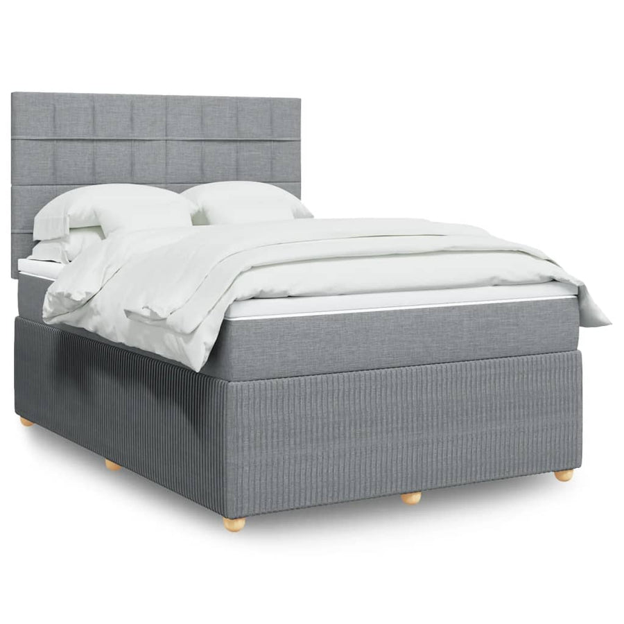 Boxspring met matras stof lichtgrijs 140x190 cm