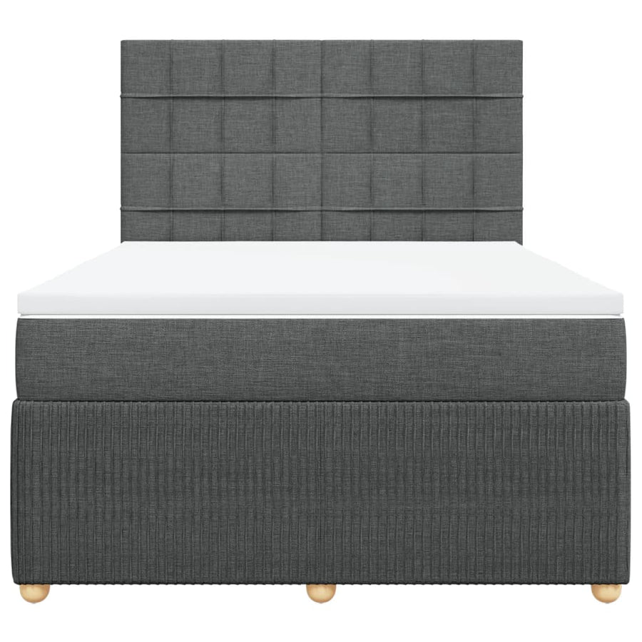Boxspring met matras stof donkergrijs 140x190 cm