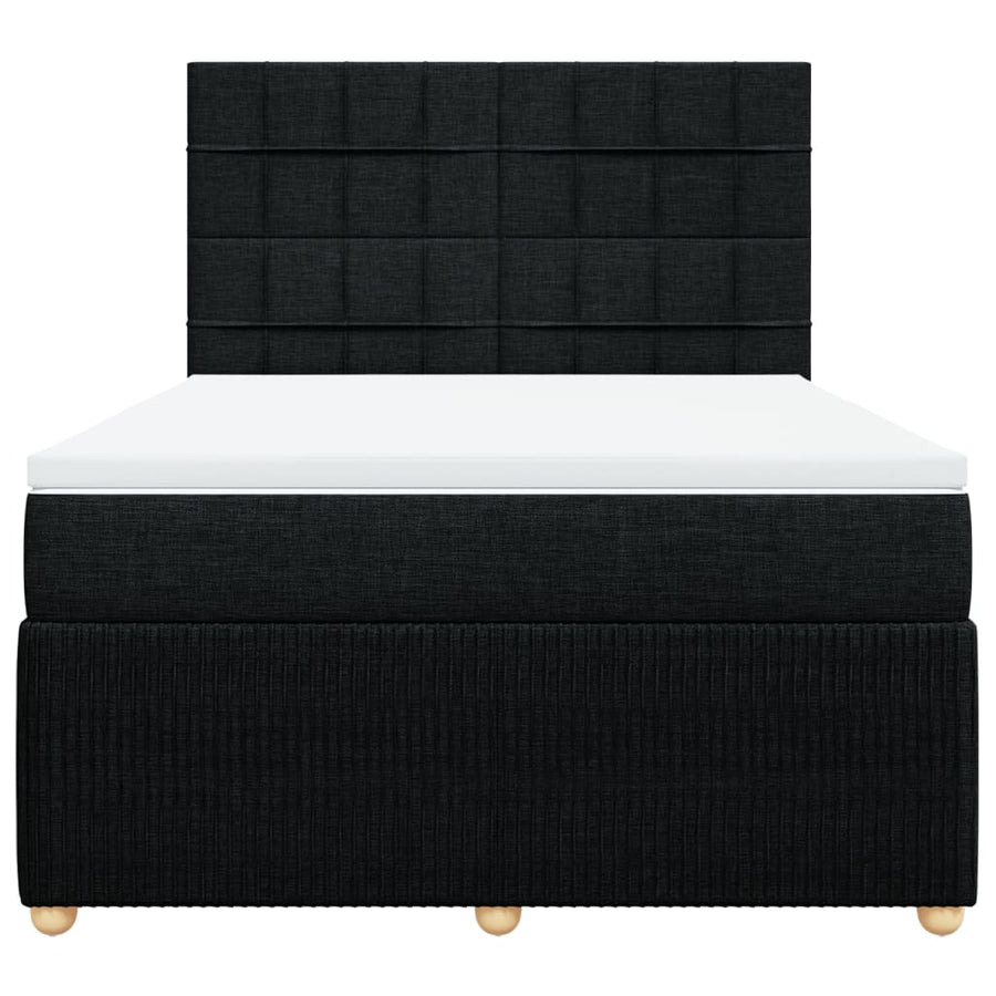Boxspring met matras stof zwart 140x190 cm