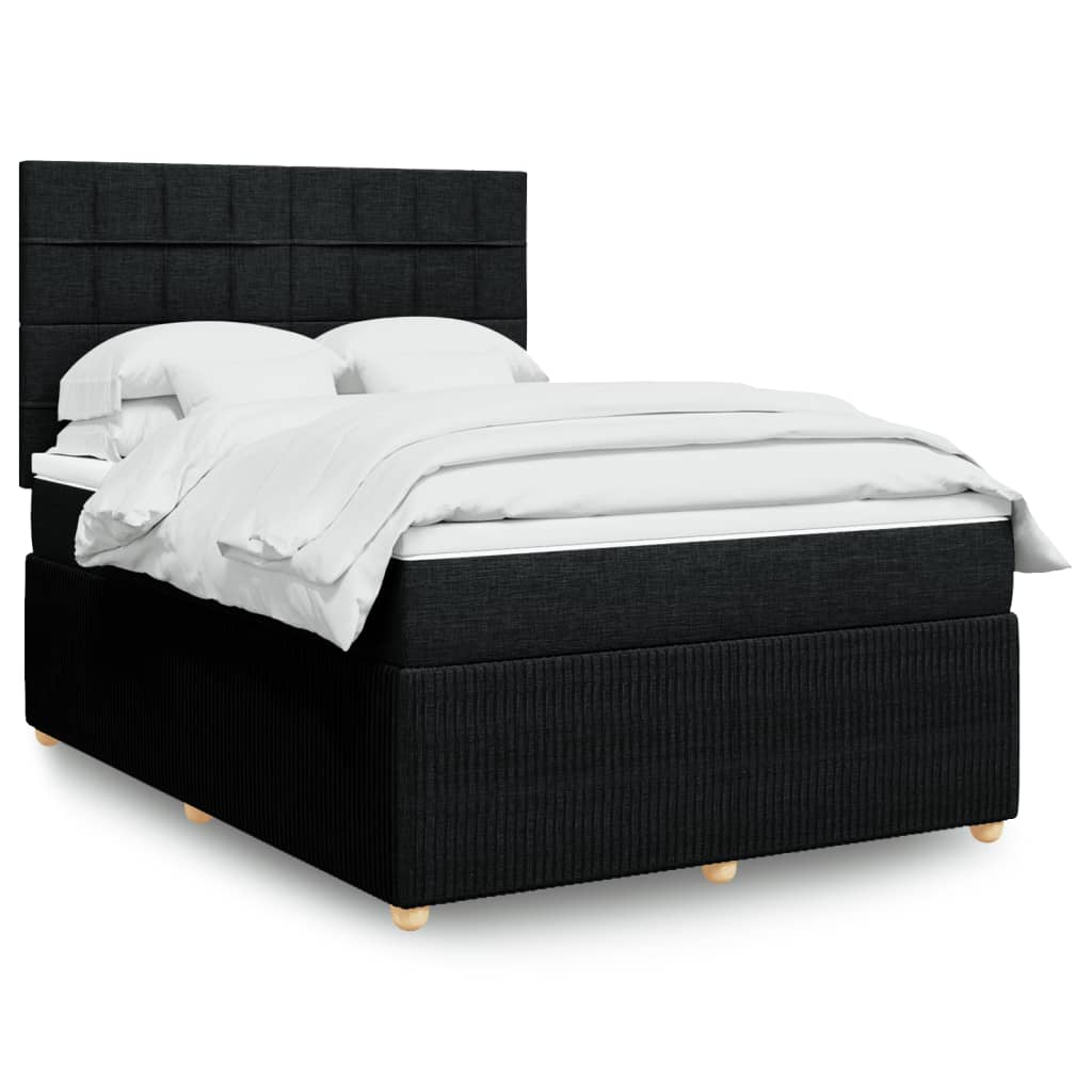 Boxspring met matras stof zwart 140x190 cm