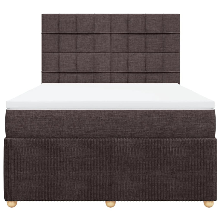Boxspring met matras stof donkerbruin 140x190 cm