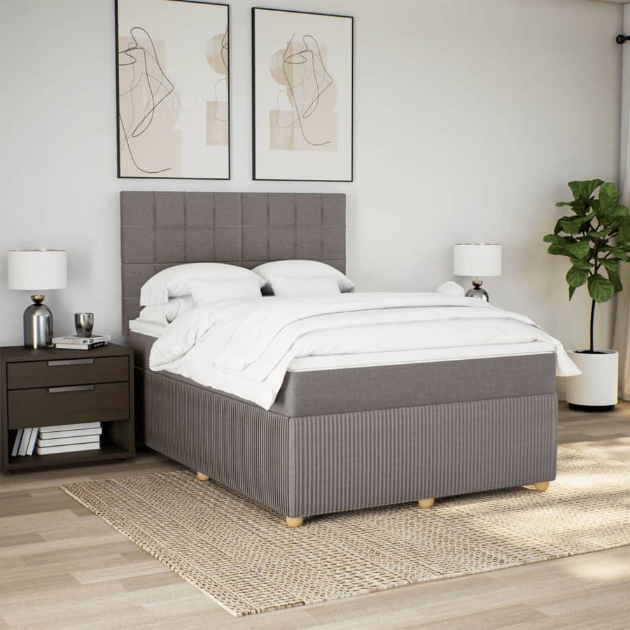 Boxspring met matras stof taupe 140x190 cm