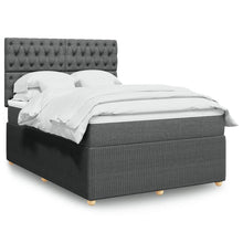 Boxspring met matras stof donkergrijs 140x190 cm