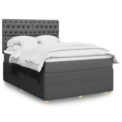 Boxspring met matras stof donkergrijs 140x190 cm