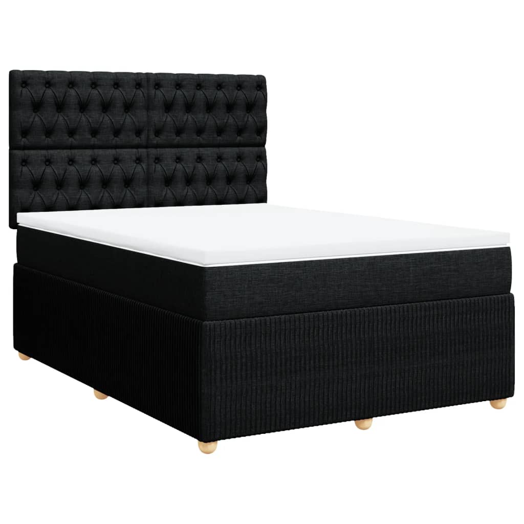 Boxspring met matras stof zwart 140x190 cm