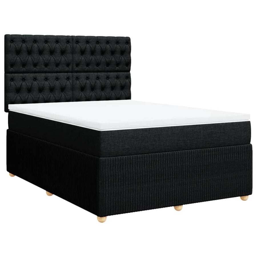Boxspring met matras stof zwart 140x190 cm