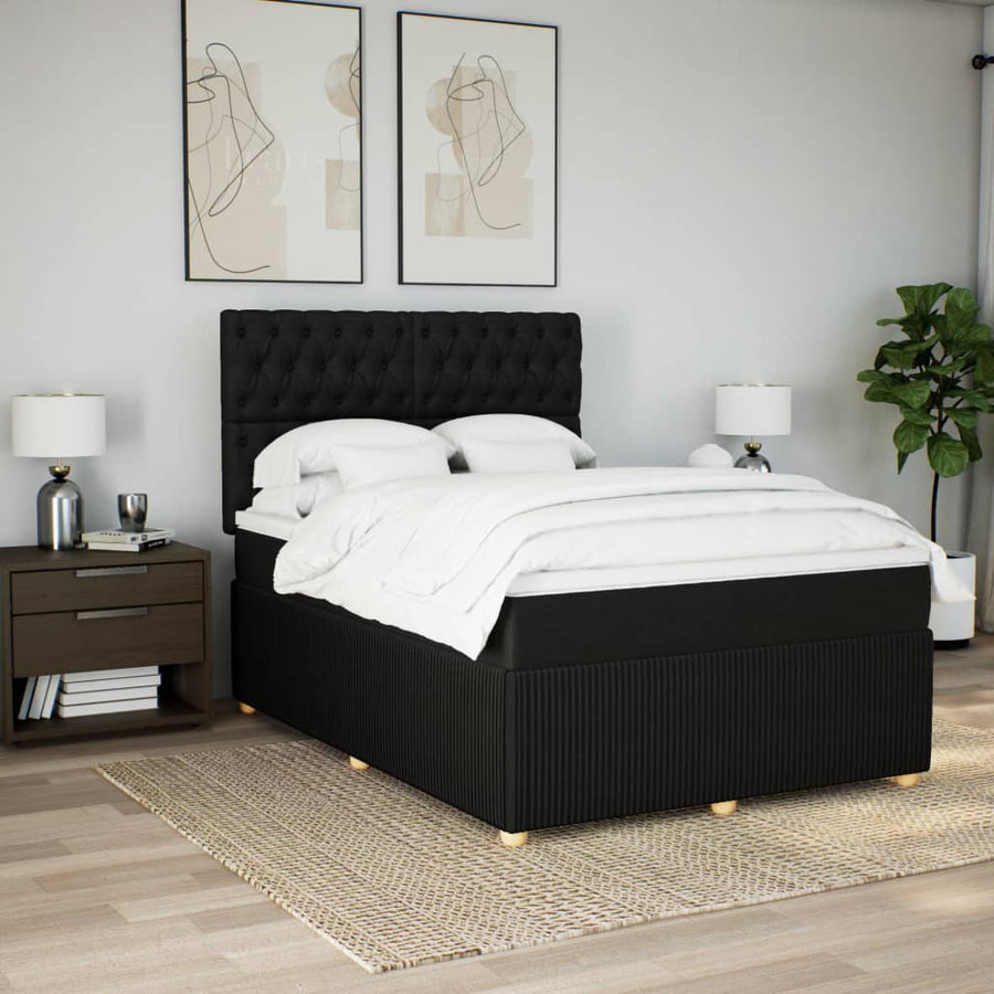Boxspring met matras stof zwart 140x190 cm