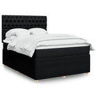 Box spring with fabric mattress black 140x190 cm