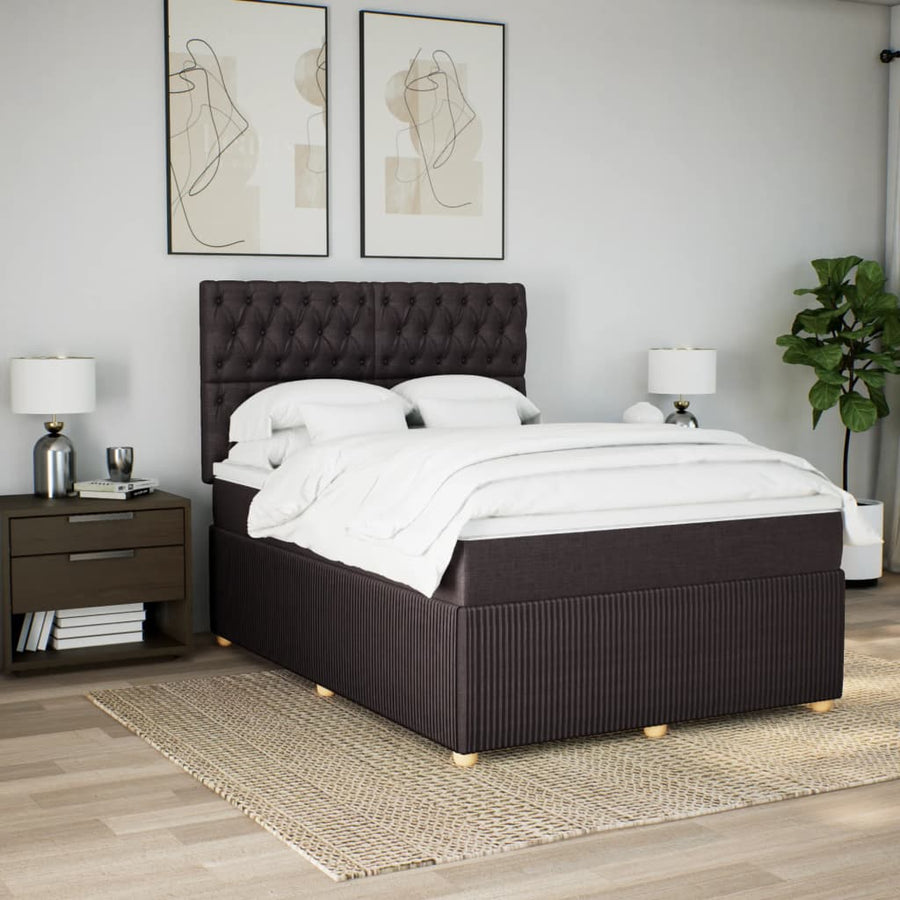 Boxspring met matras stof donkerbruin 140x190 cm