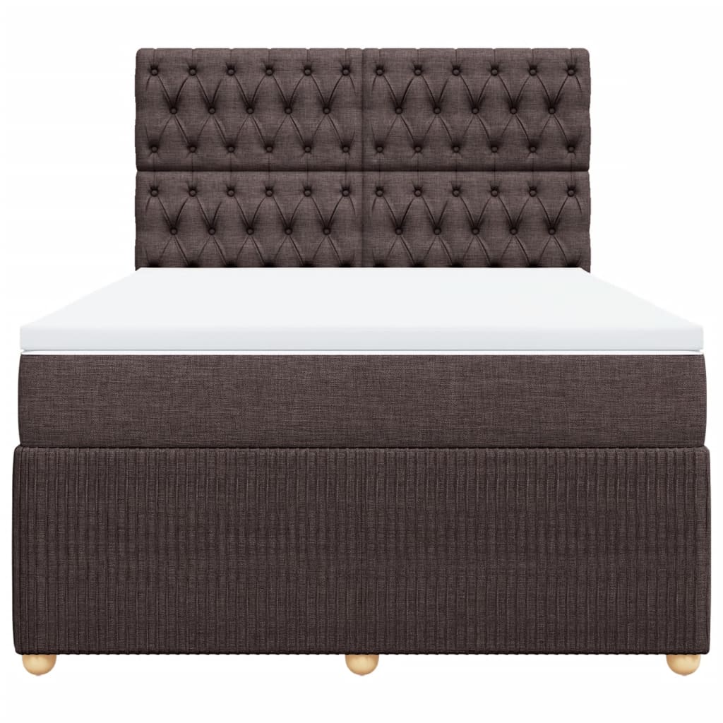 Boxspring met matras stof donkerbruin 140x190 cm