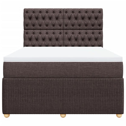 Boxspring met matras stof donkerbruin 140x190 cm