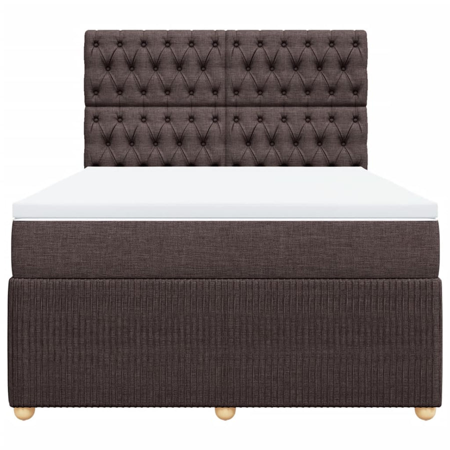 Boxspring met matras stof donkerbruin 140x190 cm