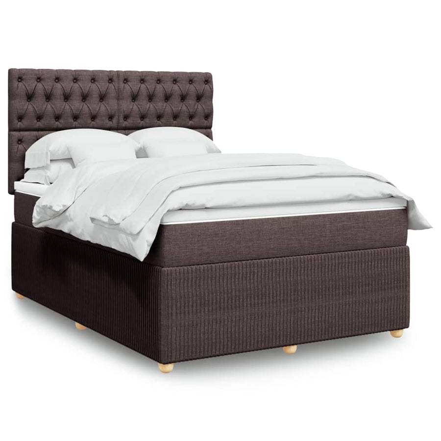 Boxspring met matras stof donkerbruin 140x190 cm