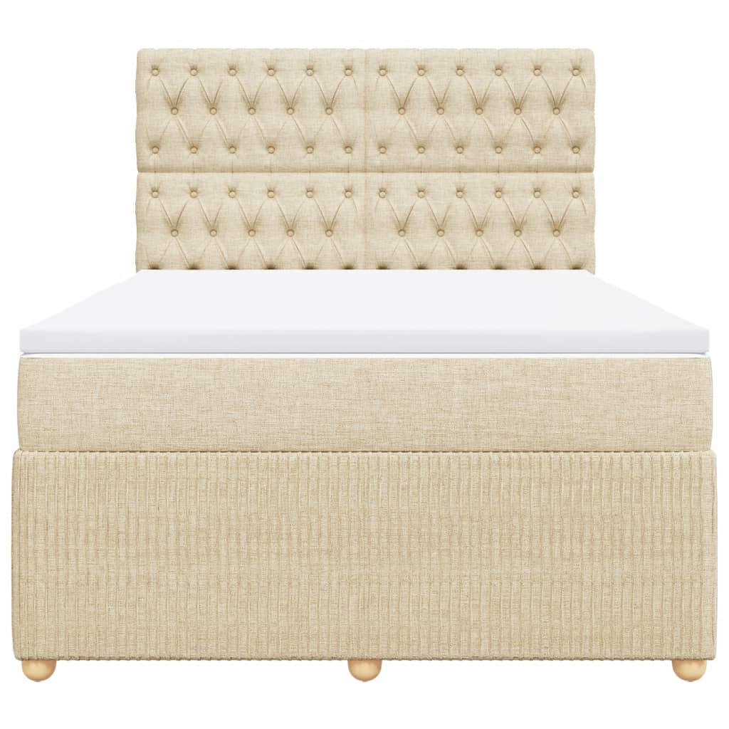 Boxspring met matras stof crèmekleurig 140x190 cm