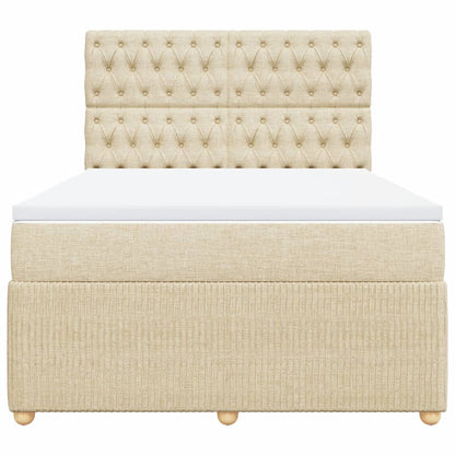 Boxspring met matras stof crèmekleurig 140x190 cm