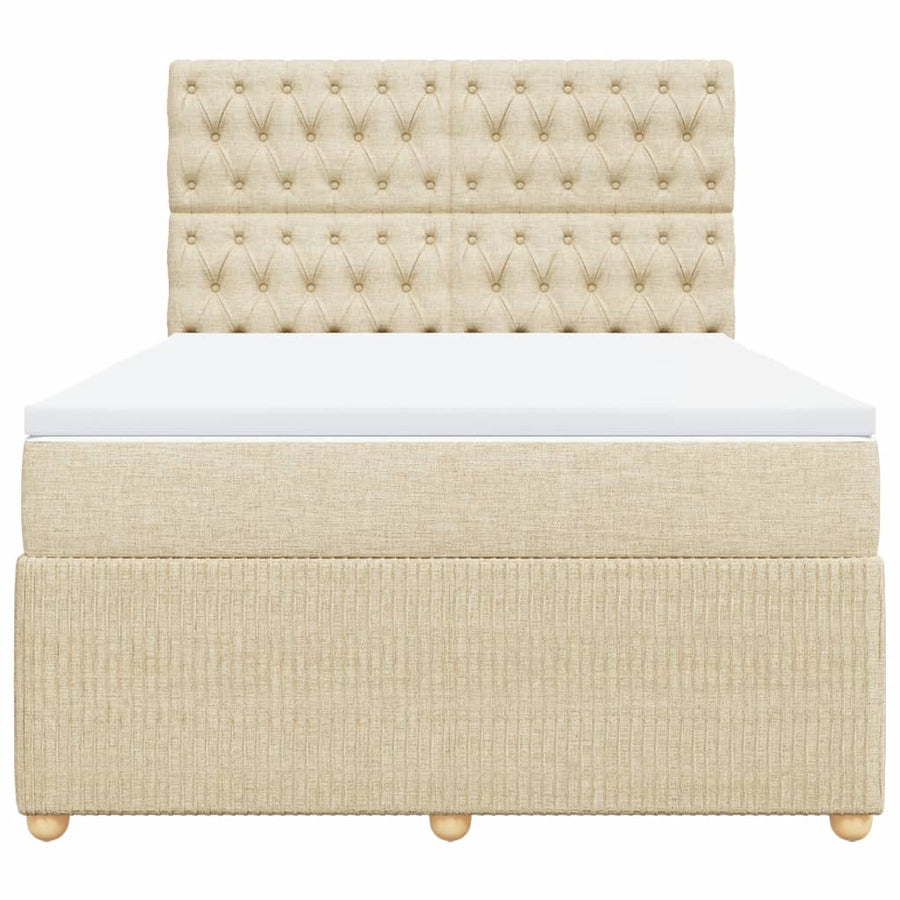 Boxspring met matras stof crèmekleurig 140x190 cm