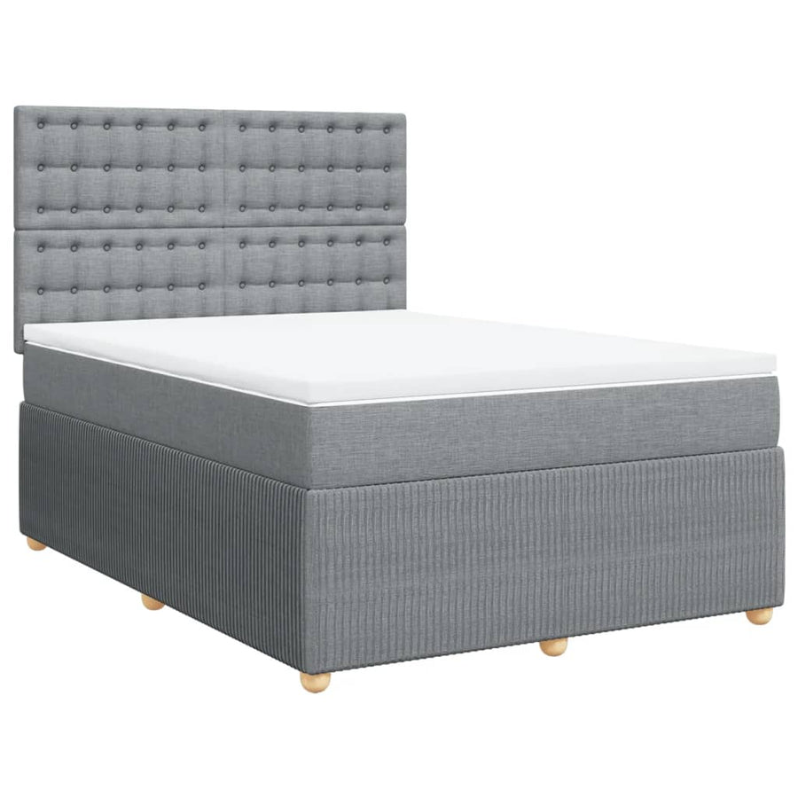 Boxspring met matras stof lichtgrijs 140x190 cm