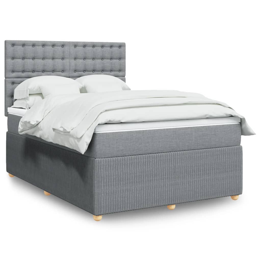 Boxspring met matras stof lichtgrijs 140x190 cm