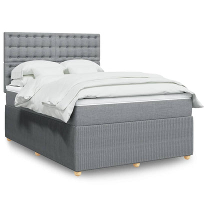 Boxspring met matras stof lichtgrijs 140x190 cm