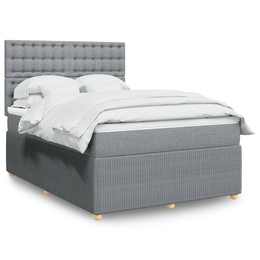 Boxspring met matras stof lichtgrijs 140x190 cm