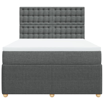Boxspring met matras stof donkergrijs 140x190 cm