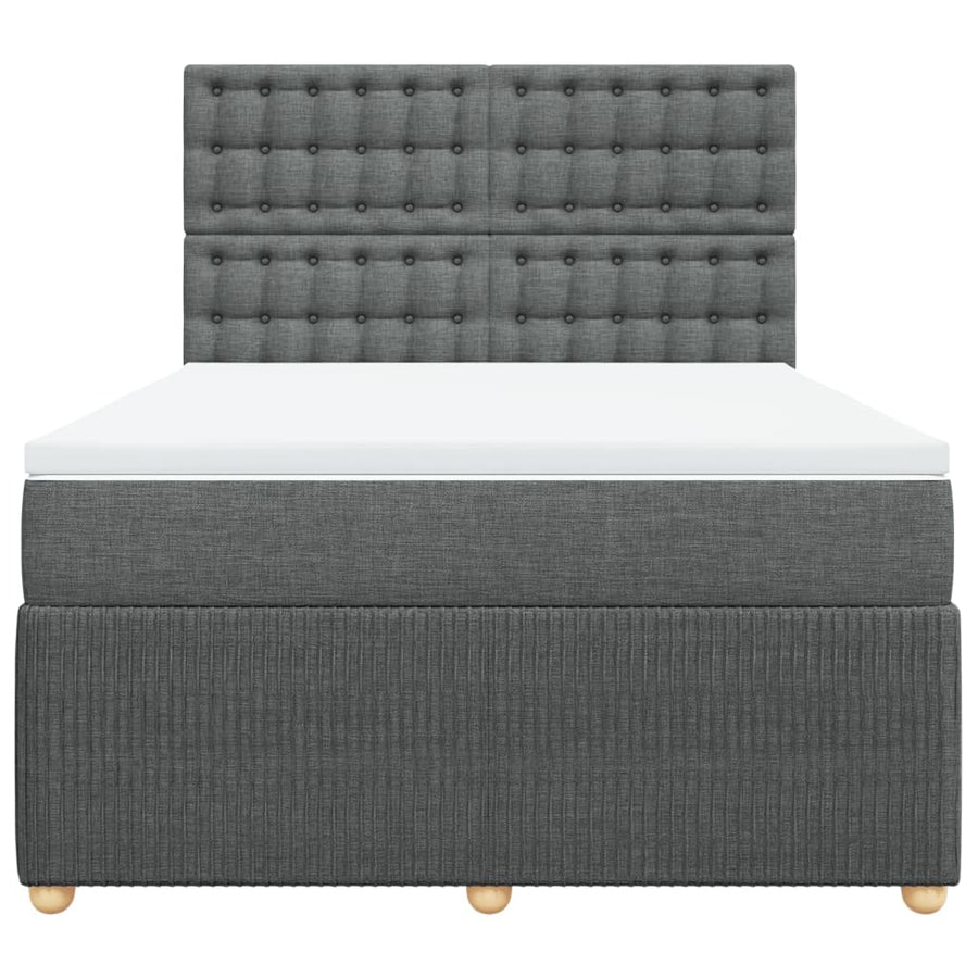 Boxspring met matras stof donkergrijs 140x190 cm