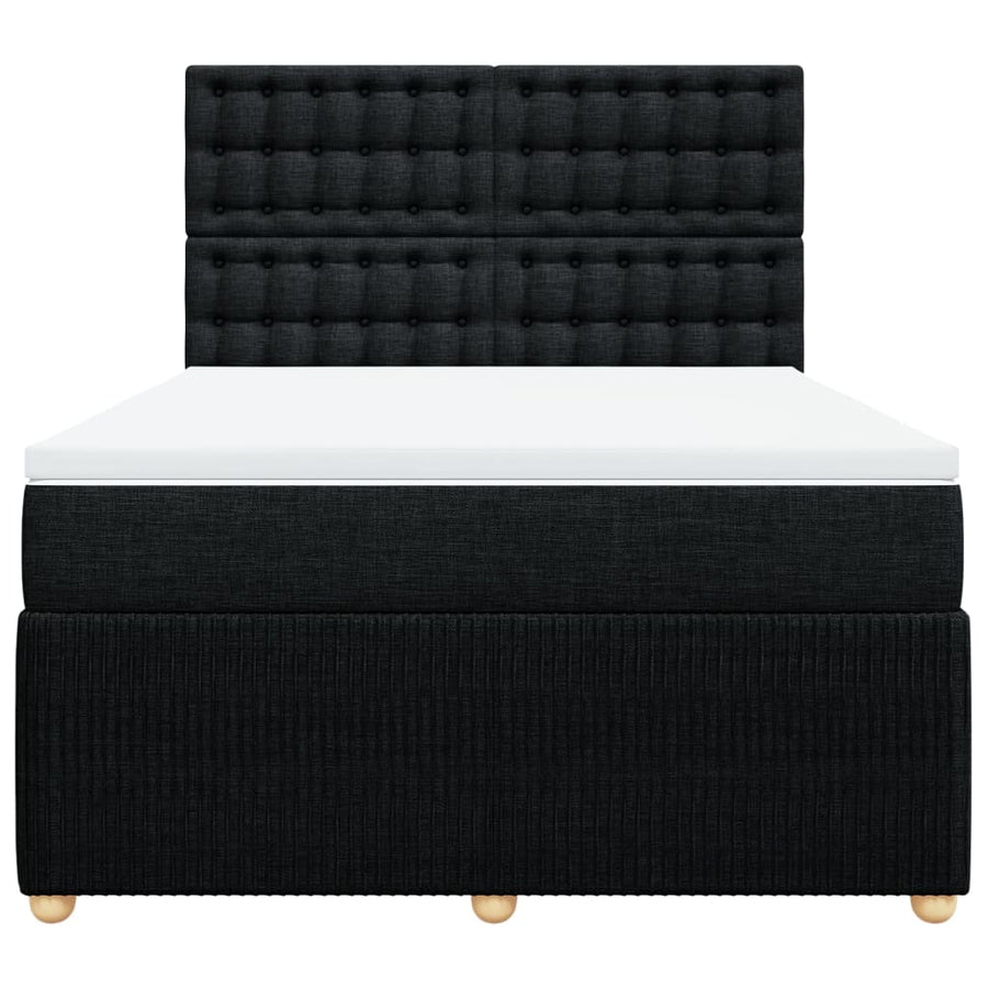 Boxspring met matras stof zwart 140x190 cm