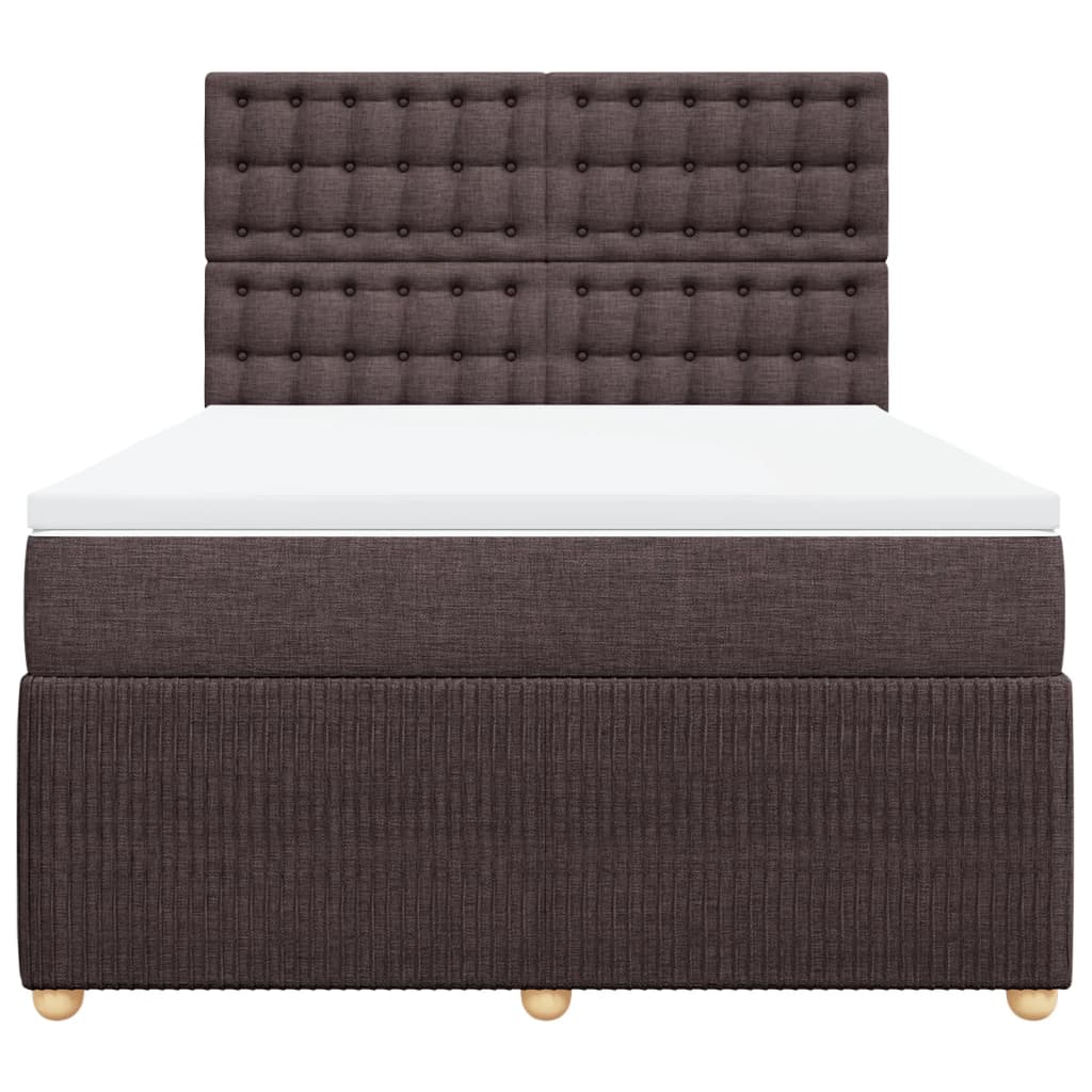 Boxspring met matras stof donkerbruin 140x190 cm