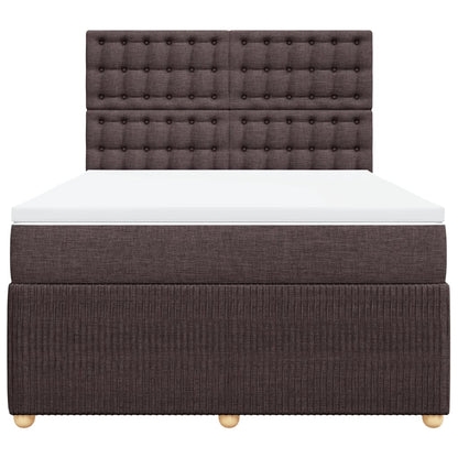 Boxspring met matras stof donkerbruin 140x190 cm