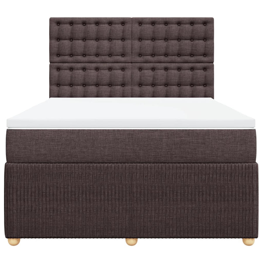 Boxspring met matras stof donkerbruin 140x190 cm