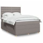 Box spring with fabric mattress taupe 140x190 cm