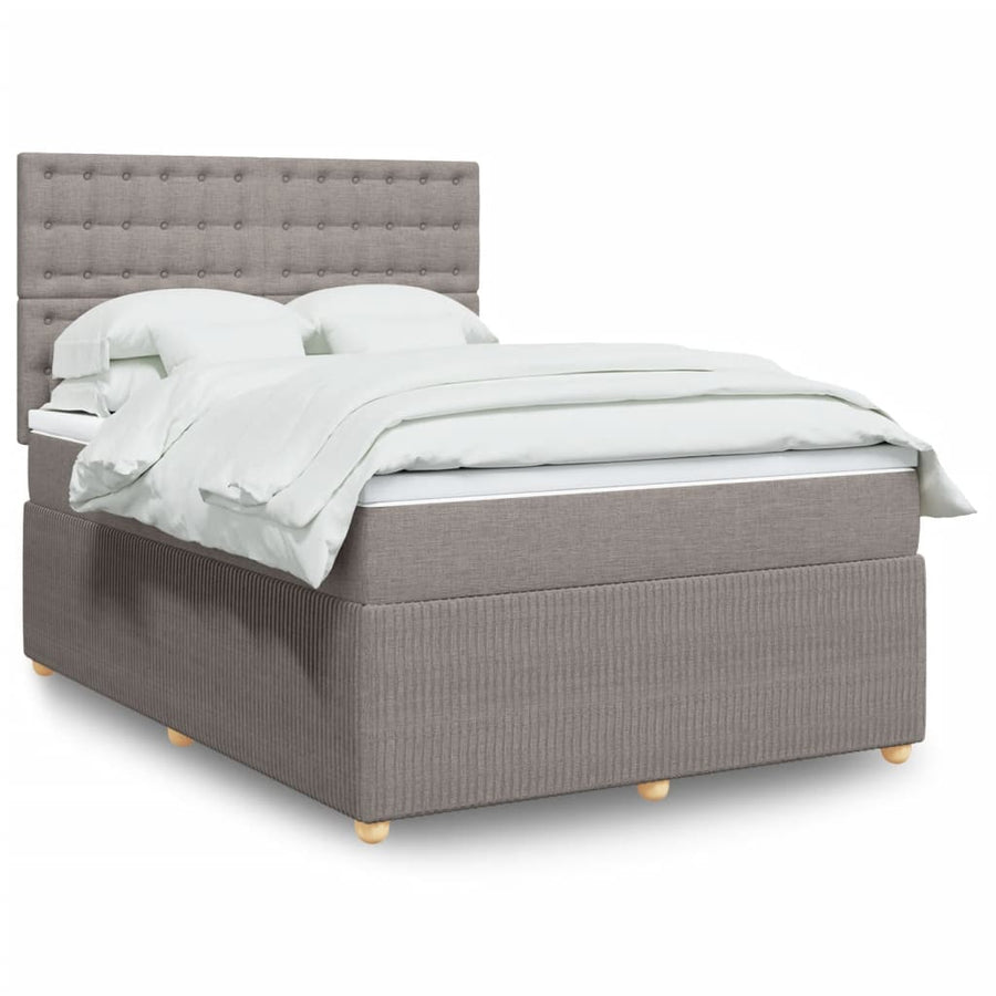 Boxspring met matras stof taupe 140x190 cm