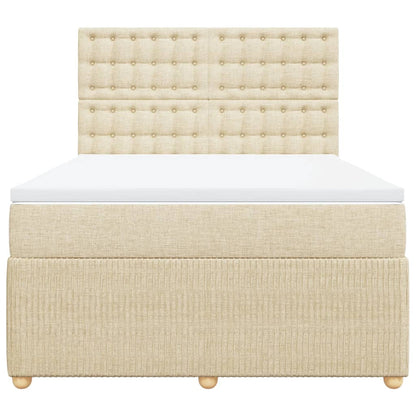 Boxspring met matras stof crèmekleurig 140x190 cm