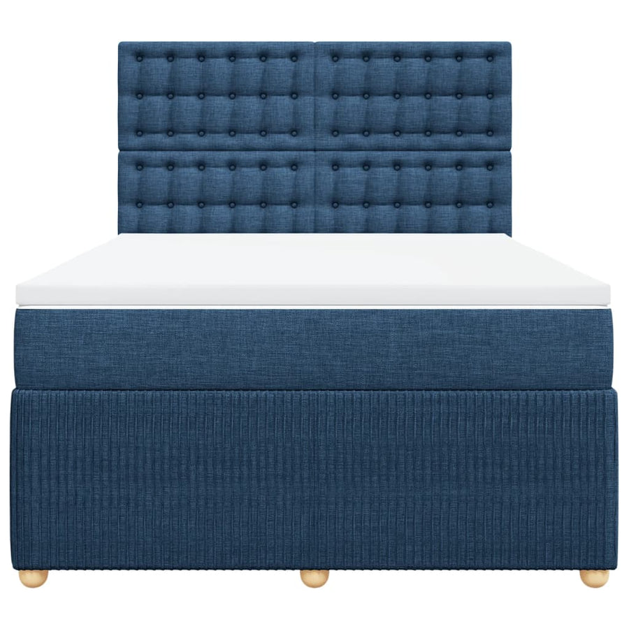 Boxspring met matras stof blauw 140x190 cm