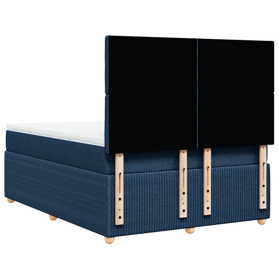 Boxspring met matras stof blauw 140x190 cm