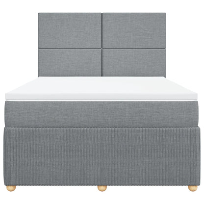 Boxspring met matras stof lichtgrijs 140x200 cm