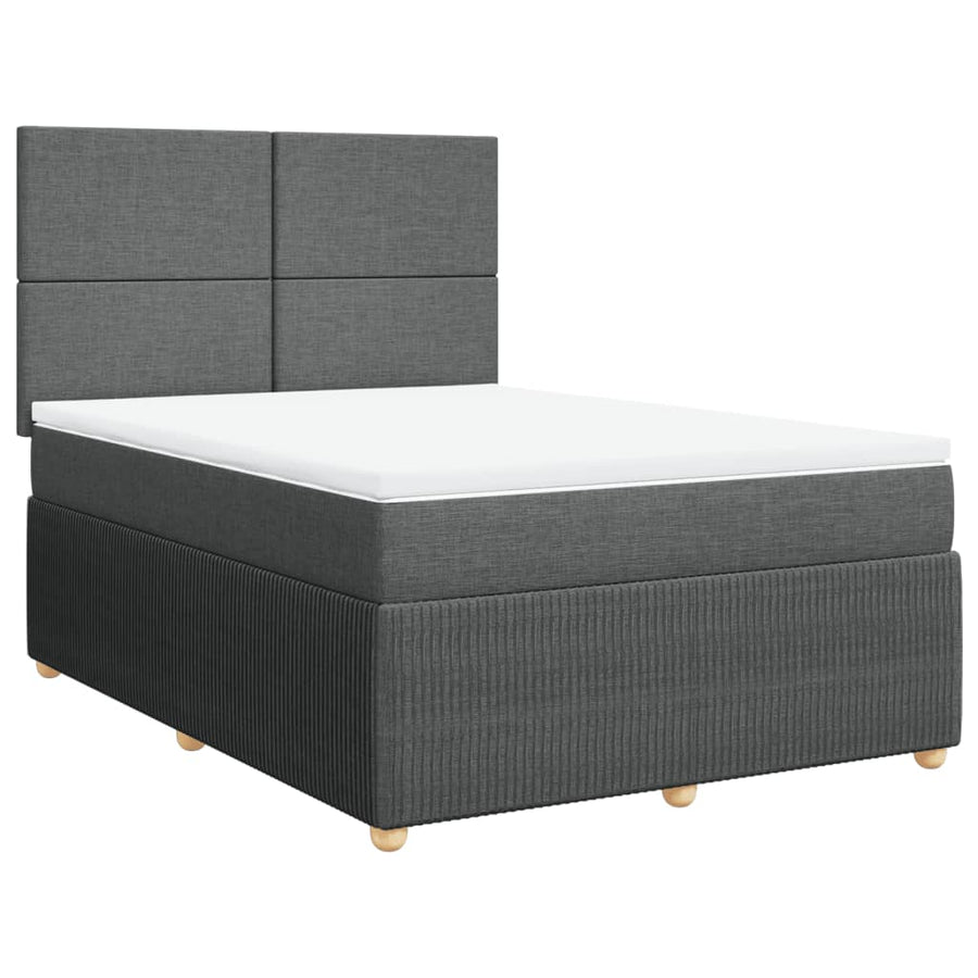 Boxspring met matras stof donkergrijs 140x200 cm