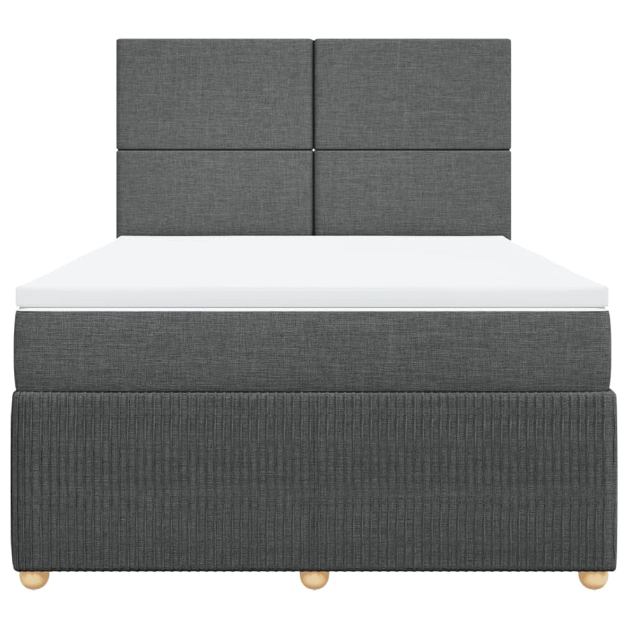 Boxspring met matras stof donkergrijs 140x200 cm
