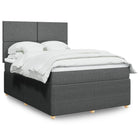 Dark grey fabric box spring with mattress 140x200 cm