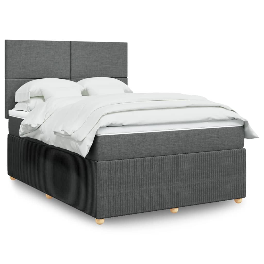 Boxspring met matras stof donkergrijs 140x200 cm