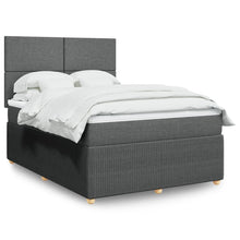 Boxspring met matras stof donkergrijs 140x200 cm