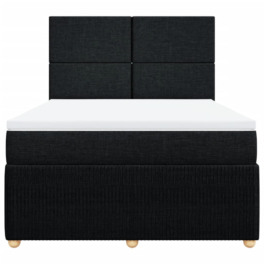 Boxspring met matras stof zwart 140x200 cm