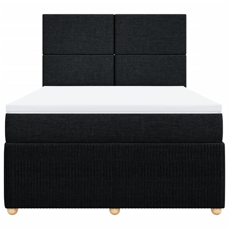 Boxspring met matras stof zwart 140x200 cm