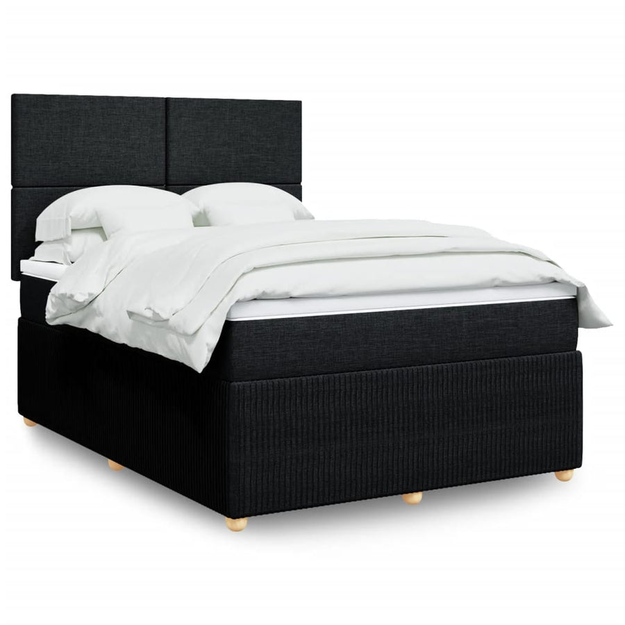Boxspring met matras stof zwart 140x200 cm
